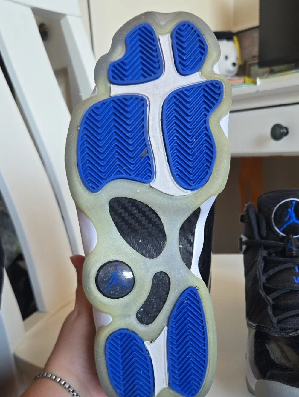 Jordan Men’s Black and Royal Blue High-Top Sneakers